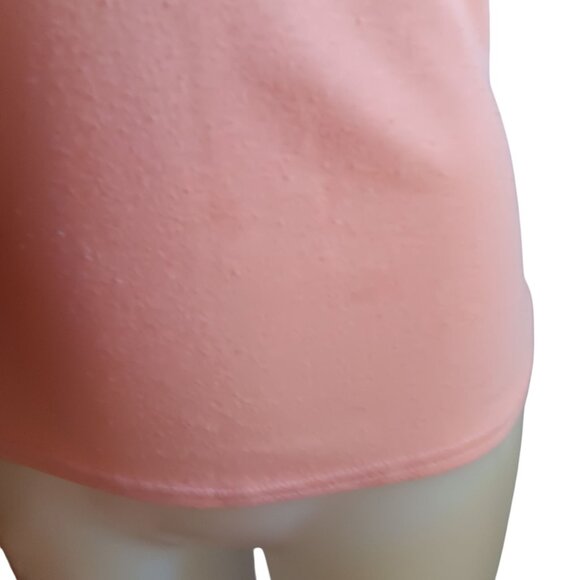 Vintage T-shirt Small 1980's Peach Blouse Disco Women's Satin Trimmed V-Neck - Picture 5 of 8
